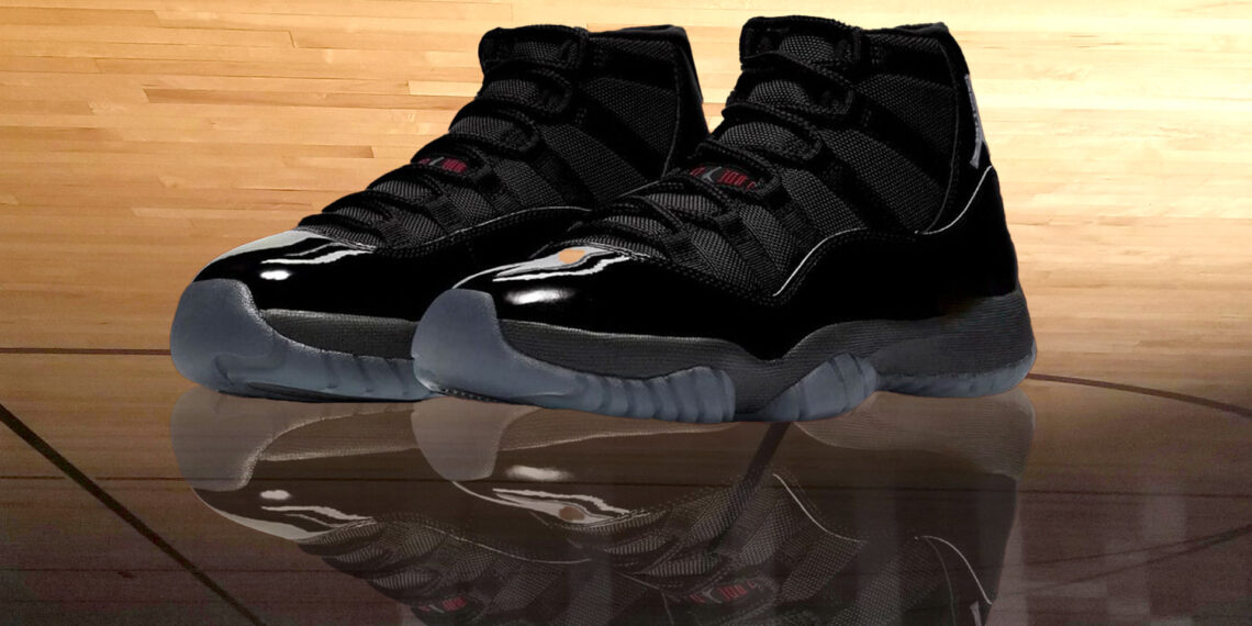 All black jordan 11 with red bottom best sale