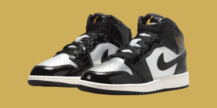 Air-Jordan-1-Mid-GS-Black-Metallic-Silver