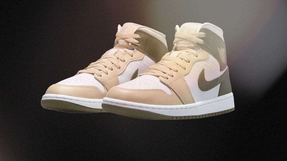 Air-Jordan-1-Mid-Tan-Olive-Green