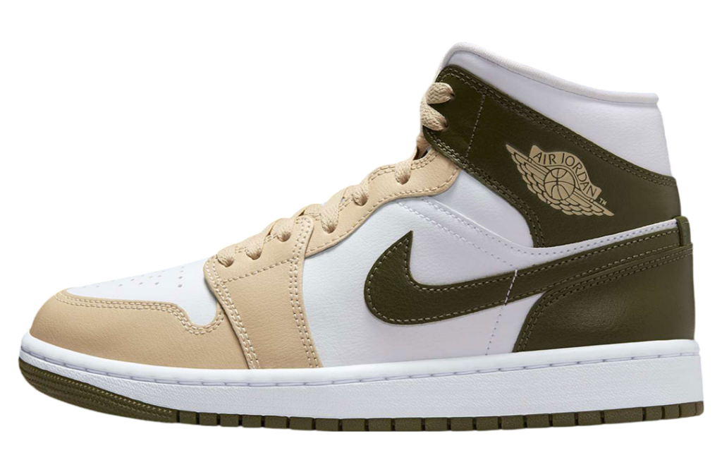 Air Jordan 1 Mid "Tan/Olive Green"